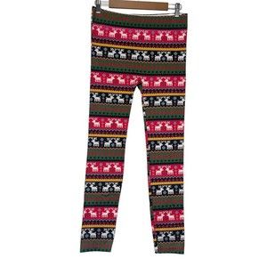 Womens Junior Christmas L/XL Leggings Pants Multicolor